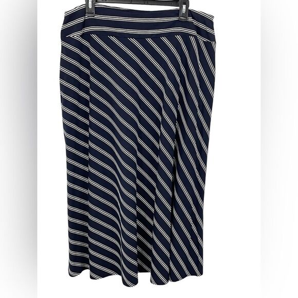NWT Talbots Navy Blue White Striped Stretch Jersey Maxi Skirt Size 1XP Petite - Picture 3 of 6